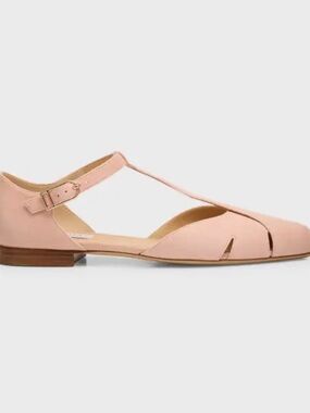 Gabriela Hearst Blush Pink T-Strap Leather Flats